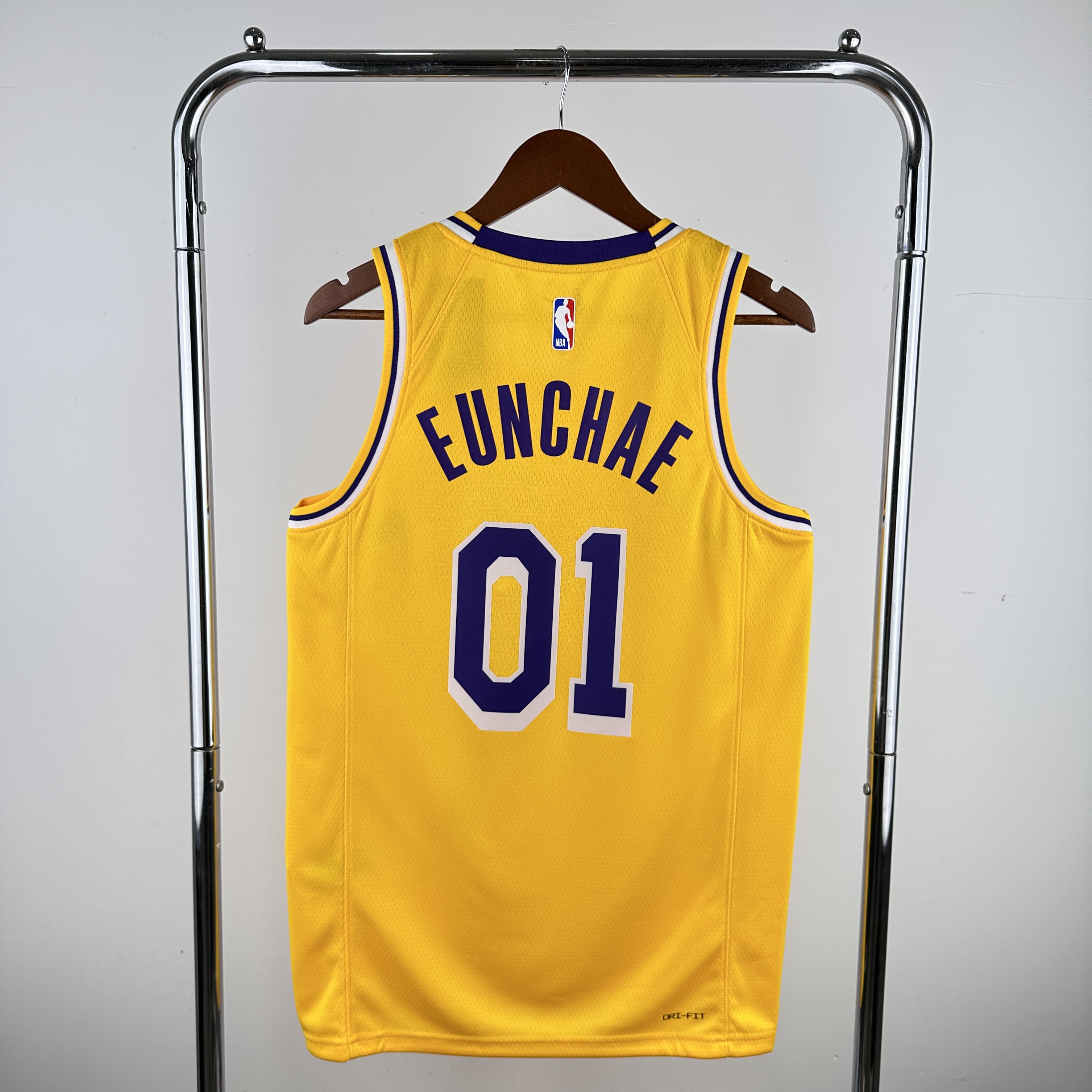 Men Los Angeles Lakers 01 Eunchae Yellow Nike Custom 2024 NBA Jersey->customized nba jersey->Custom Jersey
